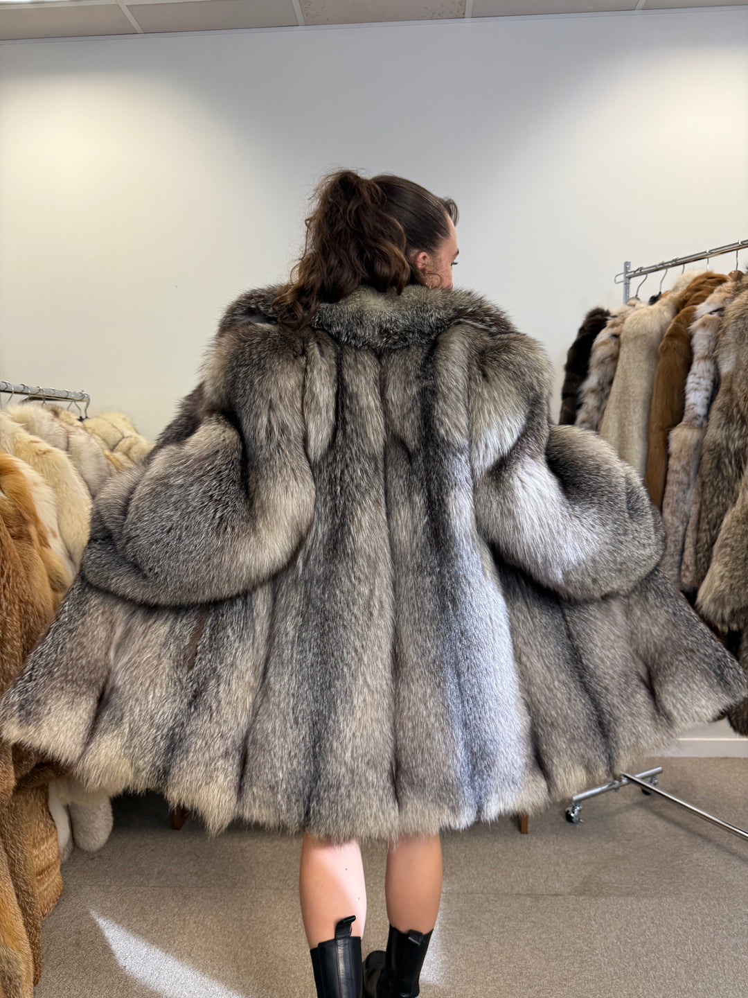 Crystal Fox Fur Coat, Medium Size, Real Fox Fur, Vintage Women’s Coat