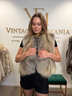 Crystal Fox Fur Vest, Medium, Fluffy
