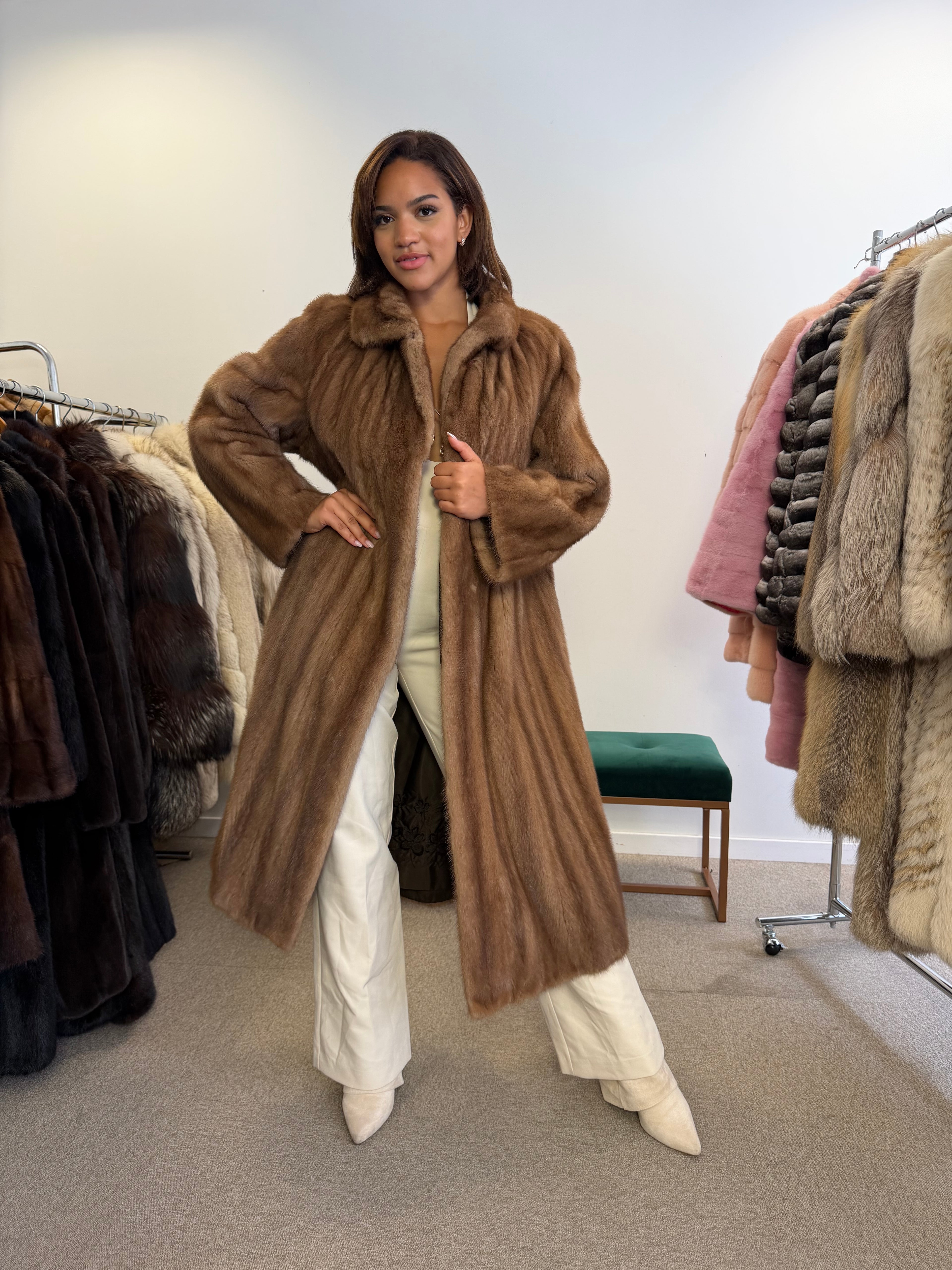 Luxury Mink Fur Coat, Pastel Swinger, Full Length, XL