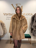 Pastel Mink Fur Jacket, Light Beige, 3XL