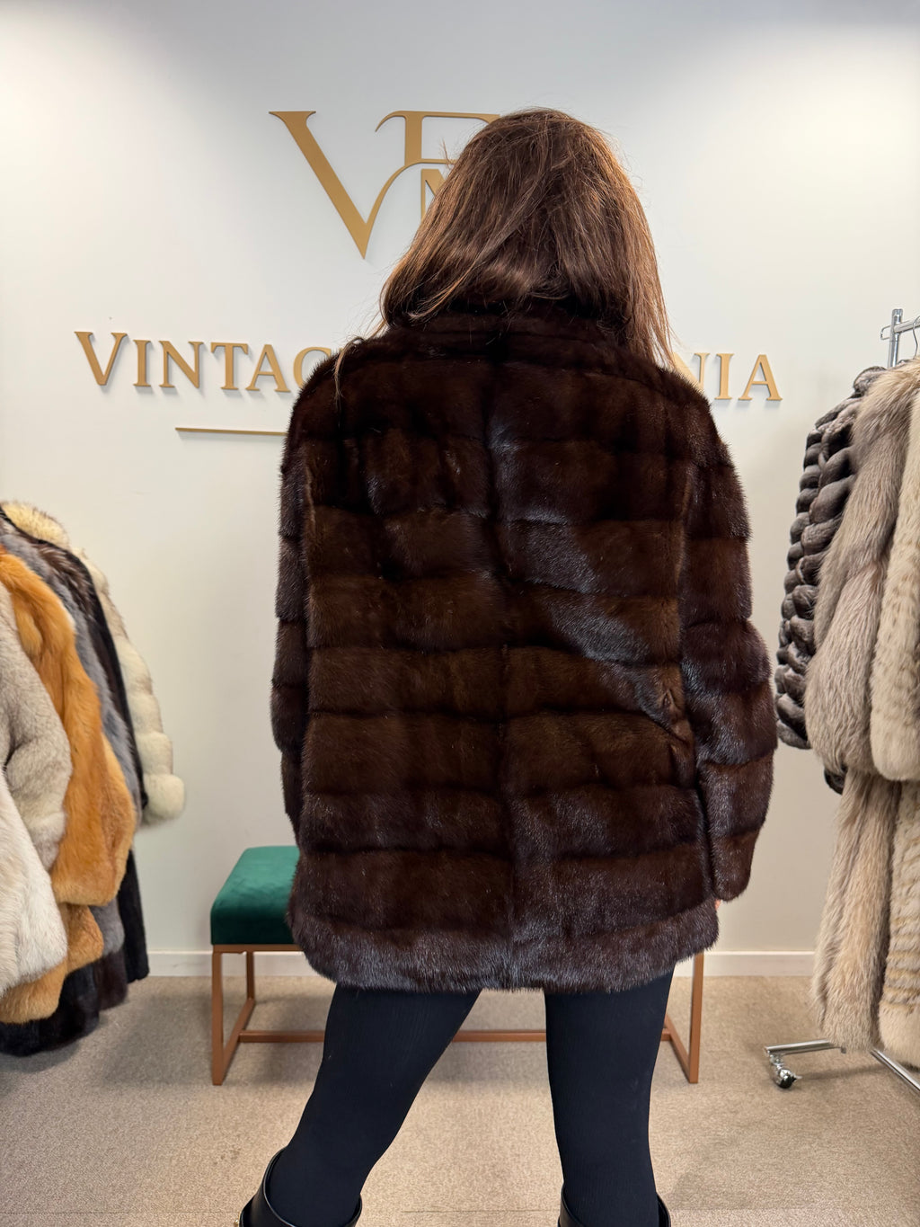 Brown Mink Fur Jacket, XL, Short