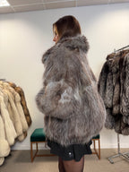 Opossum Fur Jacket, Hooded, Size M
