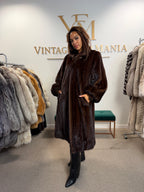 Brown Mink Fur Coat, XL, Single Button Front