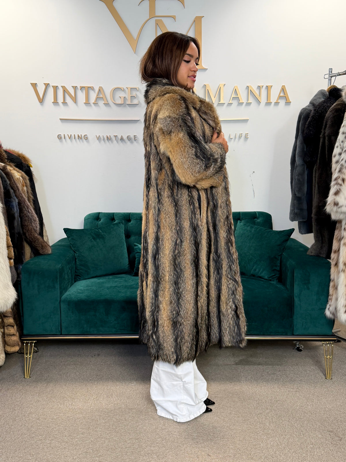 Coyote Fur Coat, Small, Outlet