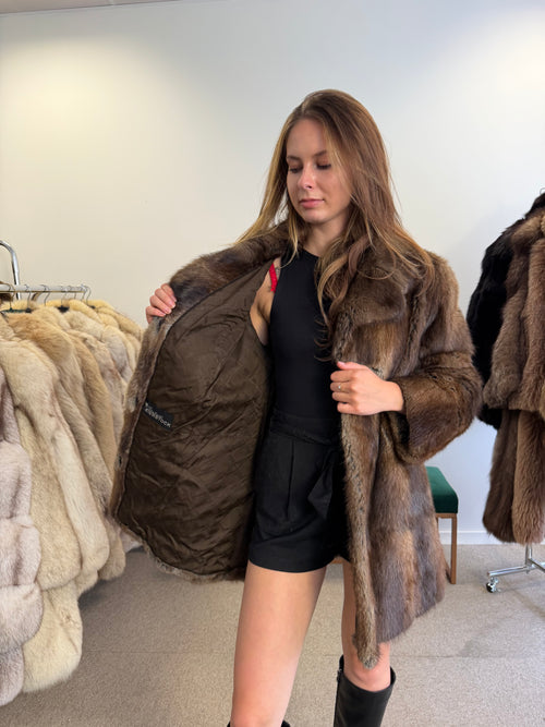 Brown Beaver Fur Jacket, Medium, Outlet
