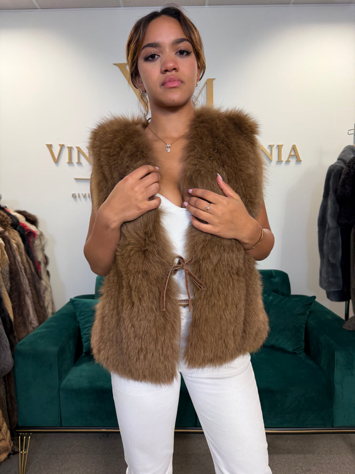 Light Brown Fox Fur Vest, Medium, Vintage