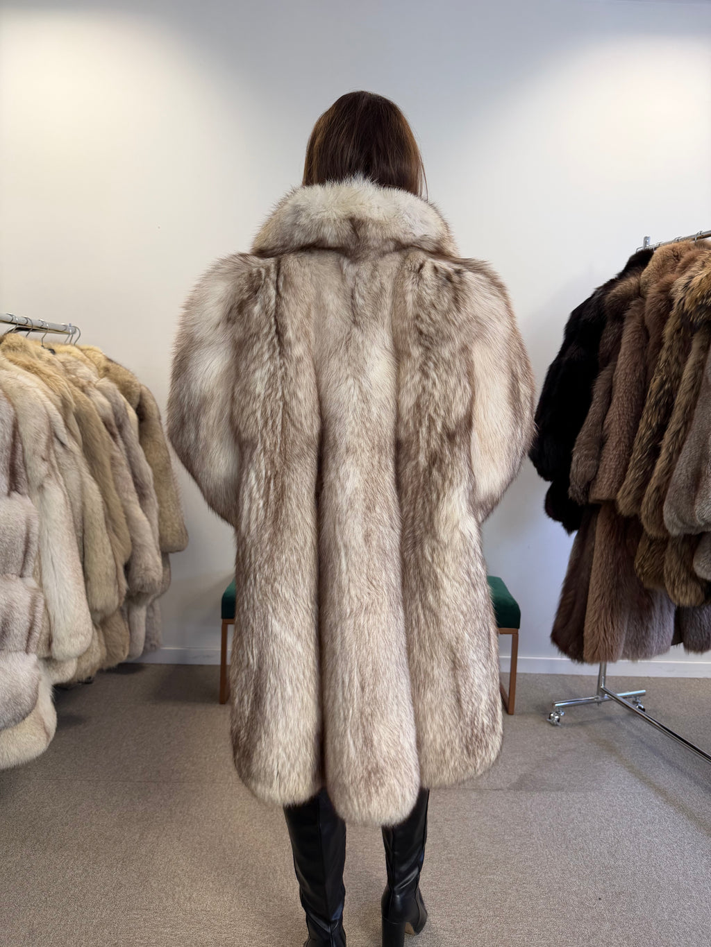 Fox Fur Coat, White Nordic, Oversized 3XL