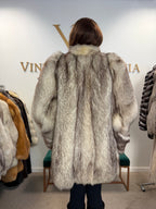 White Blue Fox Fur Coat, Dark Reflection, Medium