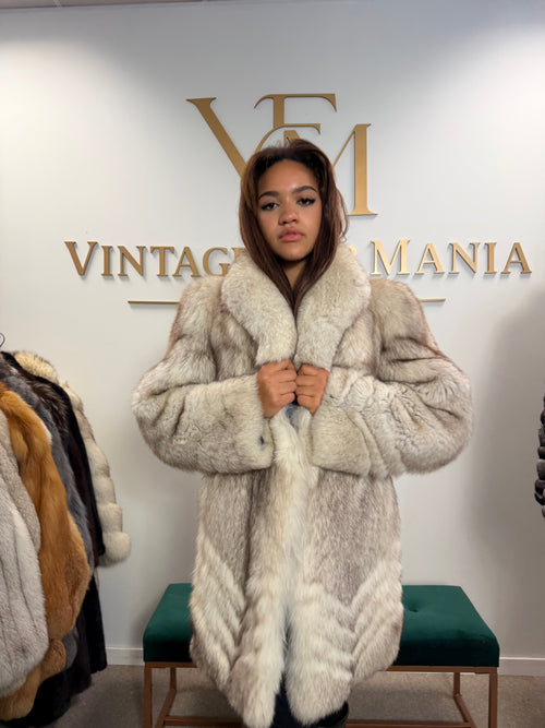 White Fox Fur Coat, Luxury, Medium