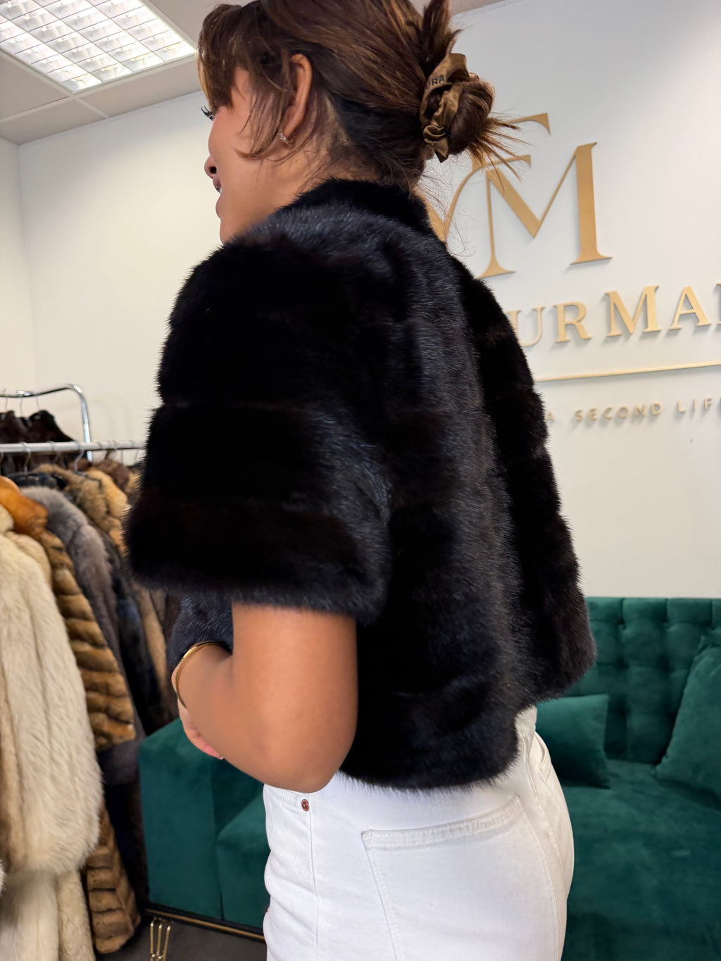 Almost Black Mink Fur Jacket, M/L, New