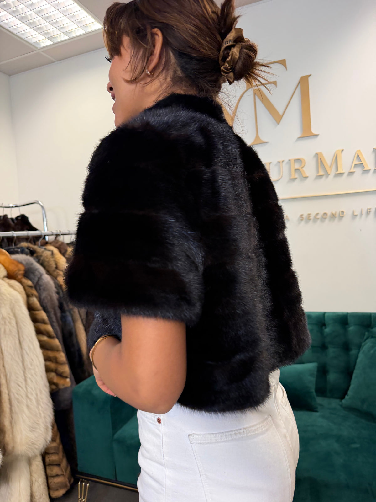 Almost Black Mink Fur Jacket, M/L, New