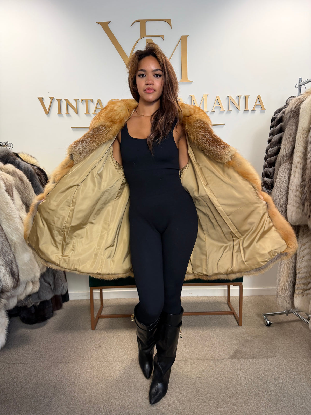 Scandinavian Red Fox Fur Coat, Fluffy Luxury, XL