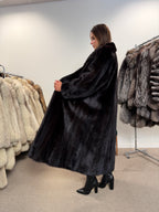 Luxury Mink Fur Coat, Dark Brown, Extra Long, Size L