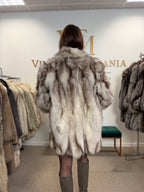 White Fox Fur Coat, Medium, Pieced, Light Weight