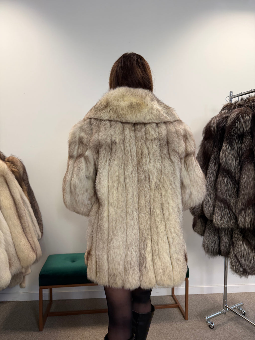 White Fox Fur Jacket, Medium size Polar fox