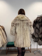 White Fox Fur Jacket, Size M