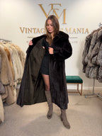 Dark Brown Mink Fur Coat, L/XL, Full Length
