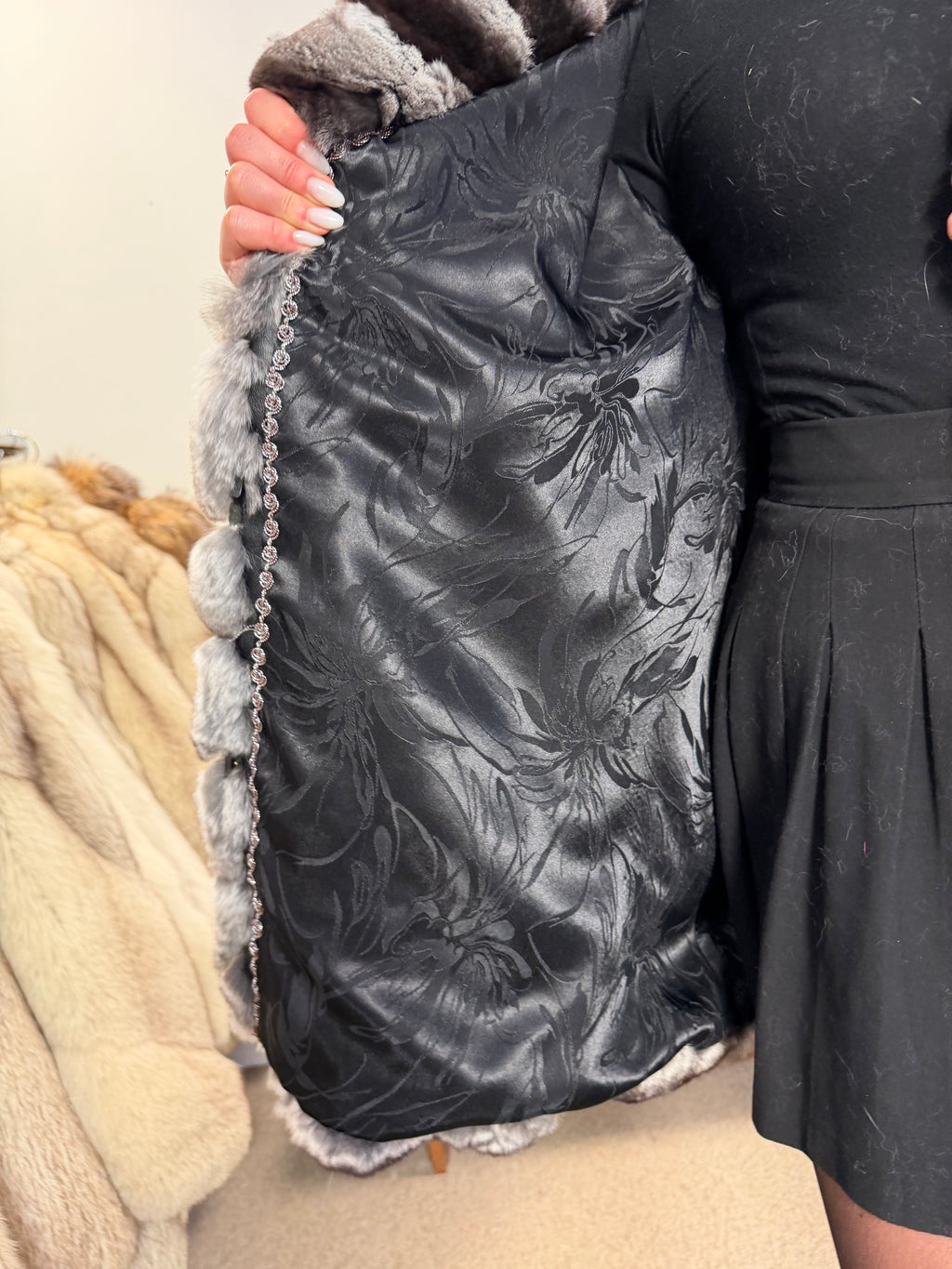 Chinchilla Fur Coat — Large Size, Real Chinchilla Fur