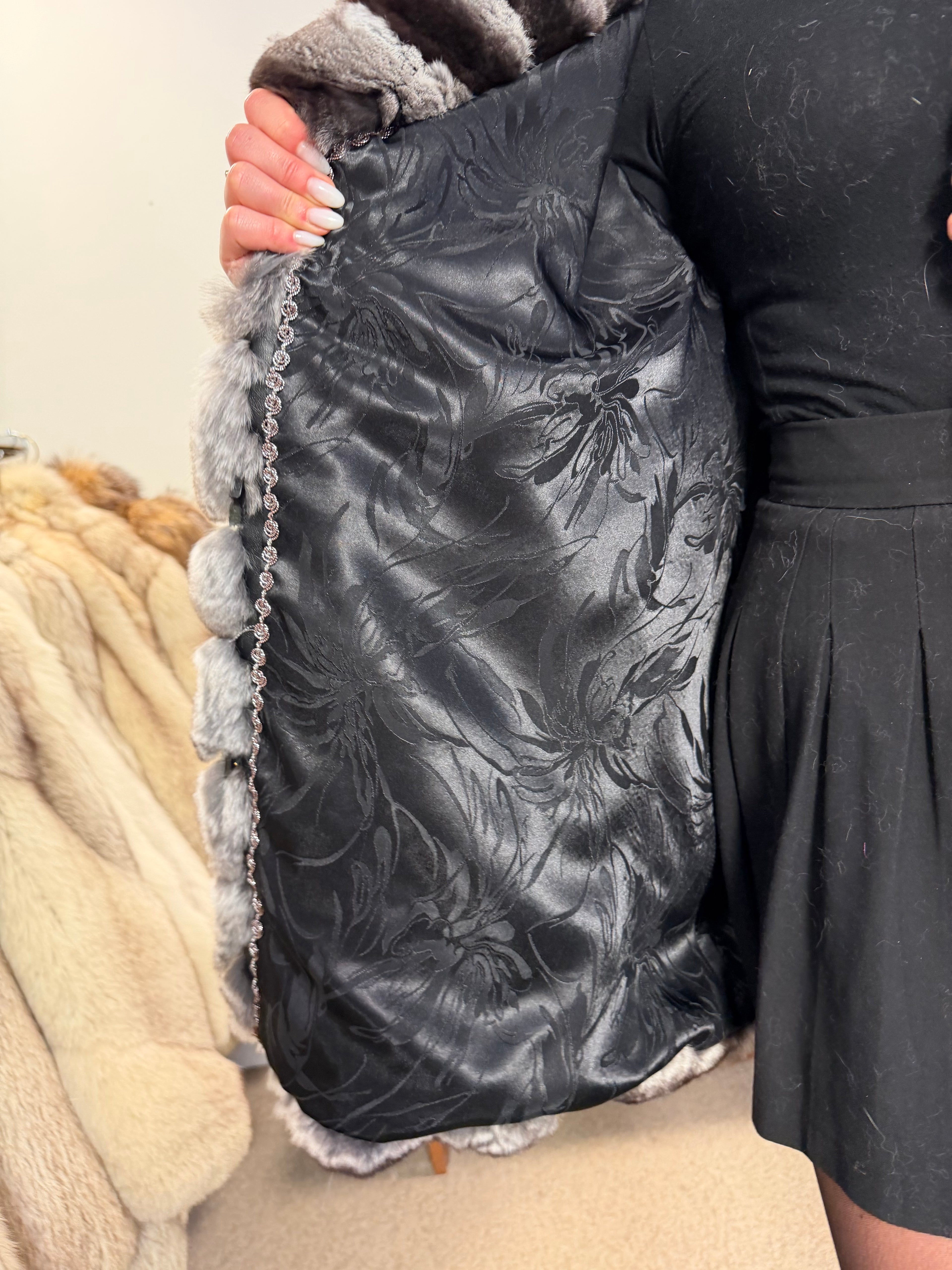 Chinchilla Fur Coat — Large Size, Real Chinchilla Fur