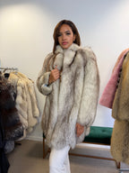Fox Fur Coat, White Nordic, Size S