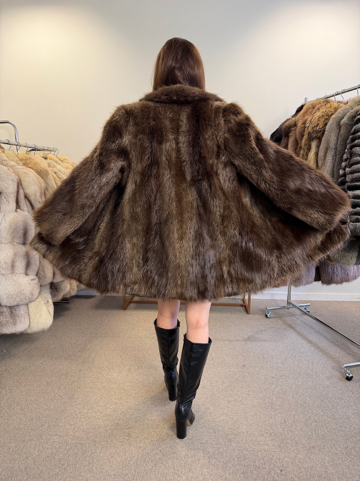 Brown Beaver Fur Jacket, Medium, Outlet Price
