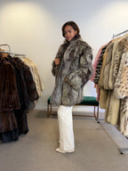 Silver Fox Fur Coat, Bright, Size L