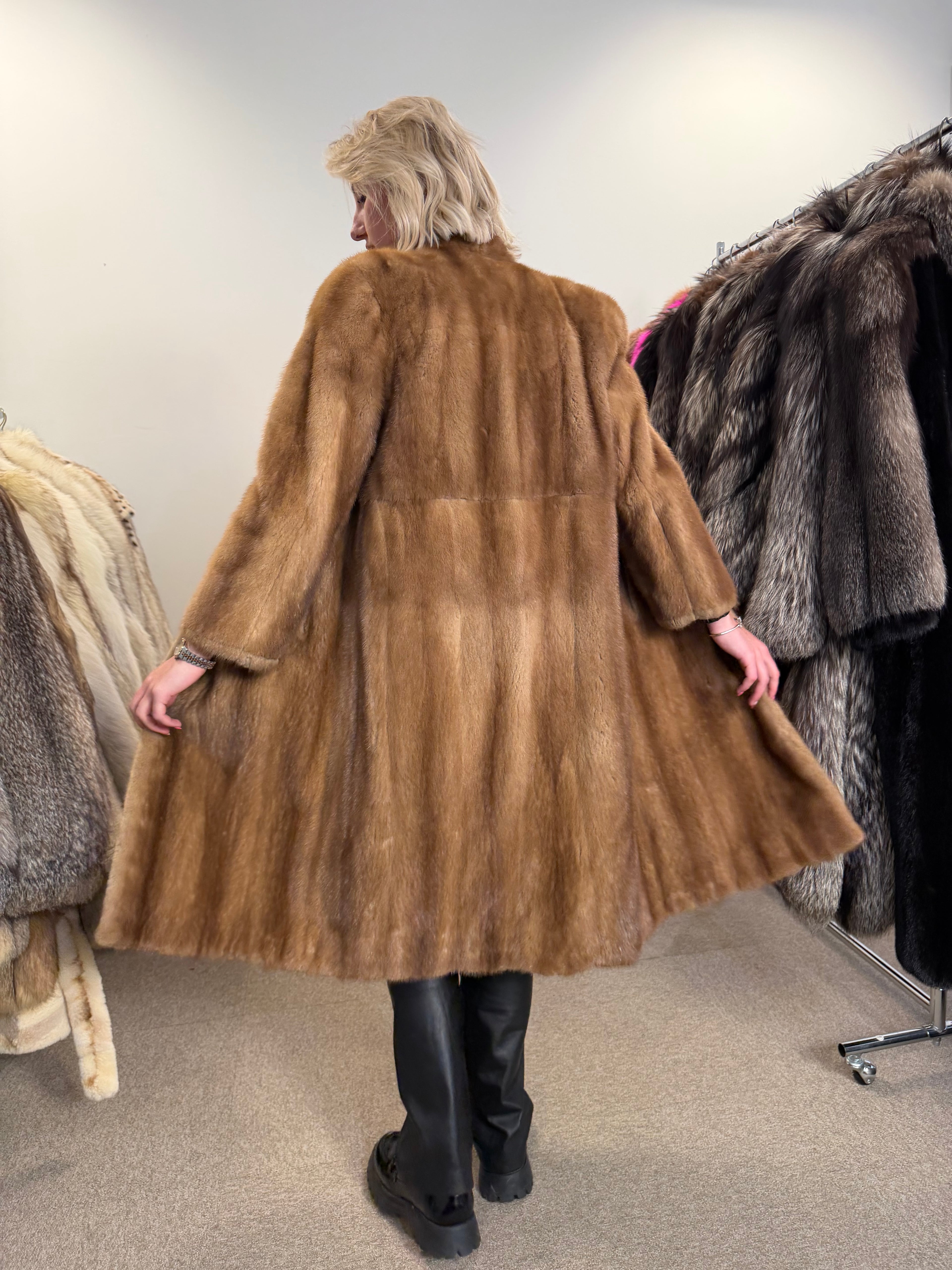 Mink Fur Coat, Pastel, Size S