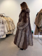Silver Fox Fur Coat, Full Length, Size M