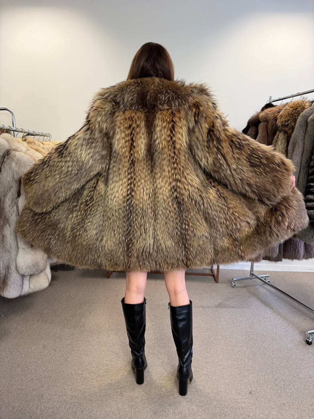 Raccoon Fur Coat, Size M