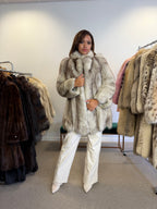 Fox Fur Coat, White Nordic, Size S
