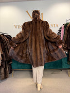 Brown Thick Mink Fur Coat, XL, Flexible