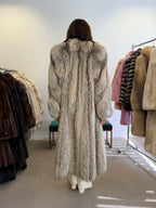 Silver Fox Fur Coat, Full Length, Size L