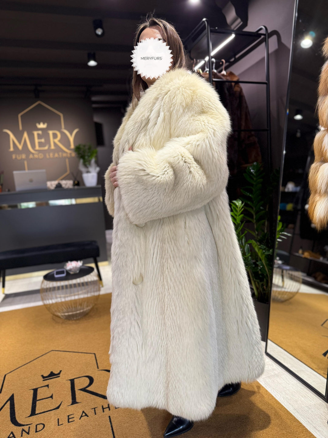 White fox fur coat full length - reserved
