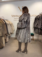 Silver Fox Fur Coat, XL, Collarless, Rare Style