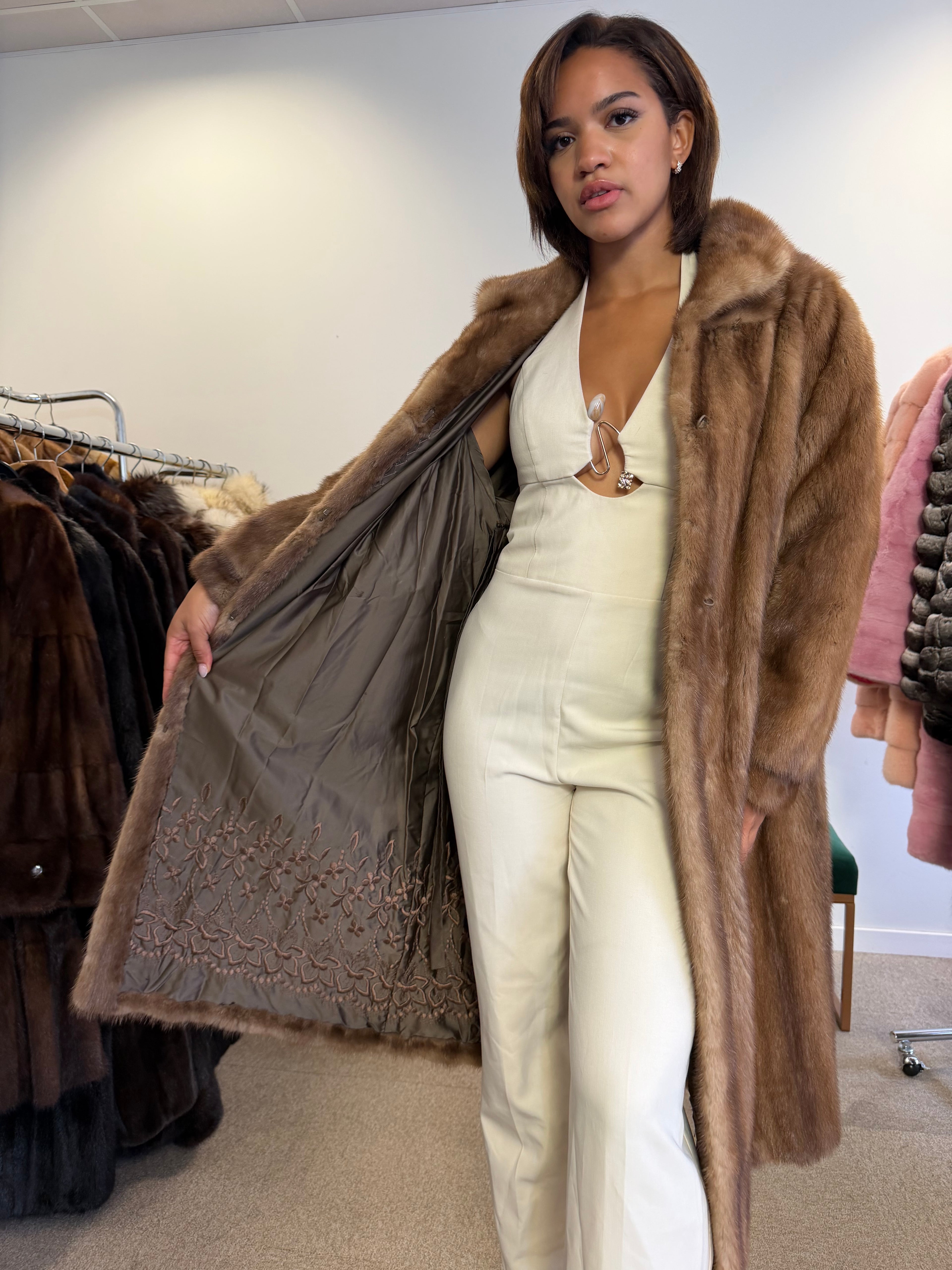 Mink Fur Coat, Pastel Swinger, Large