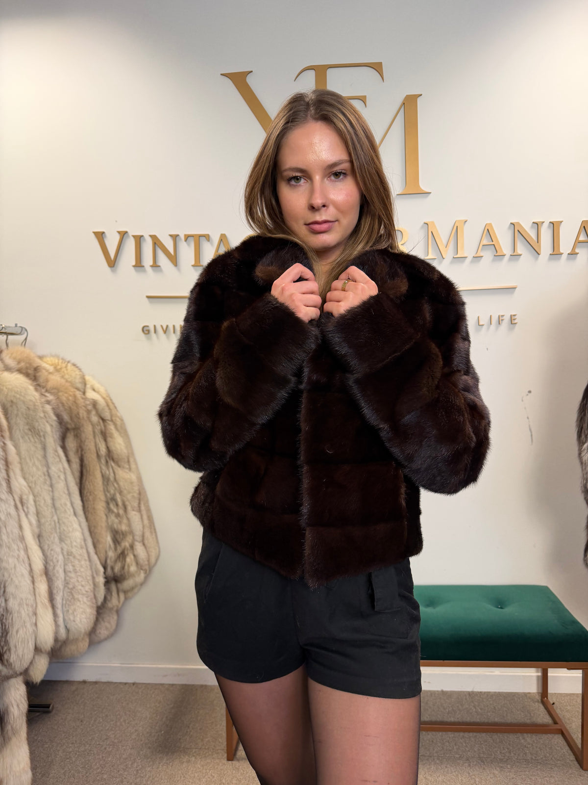 Mink Fur Jacket, Medium, Horizontal Pelt Design