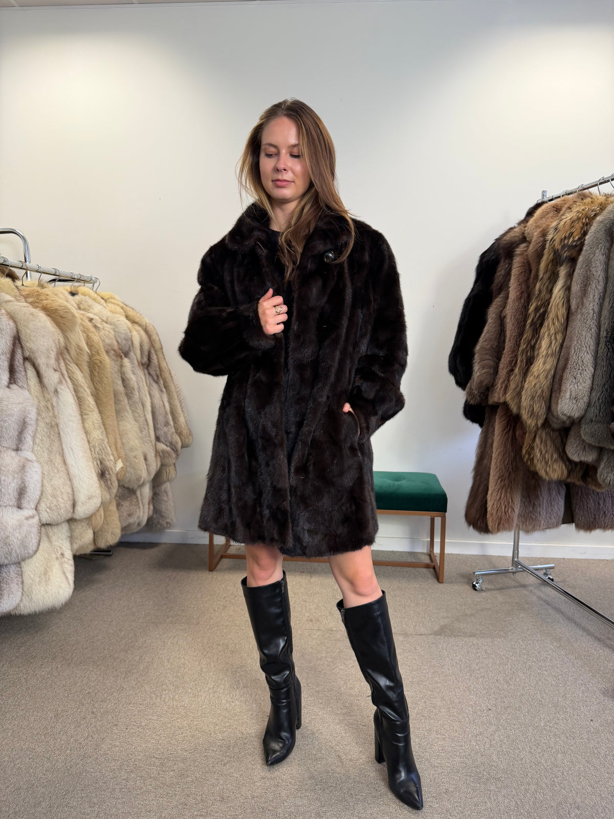 Brown Mink Fur Jacket, XL, Wagner Pelzhaus