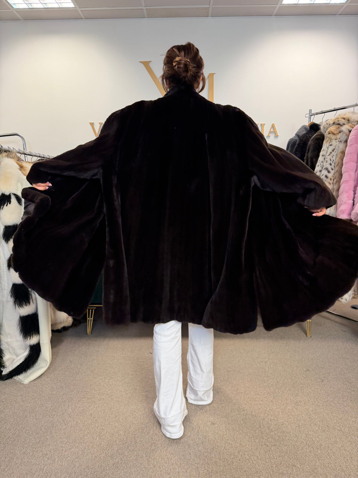 Sheared Black Mink Fur Coat, Fits up to 5XL, Burki Bern