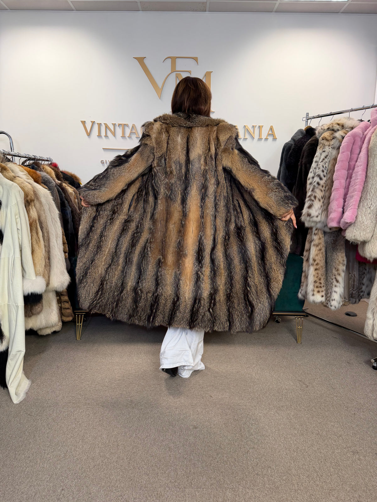 Coyote Fur Coat, Small, Outlet