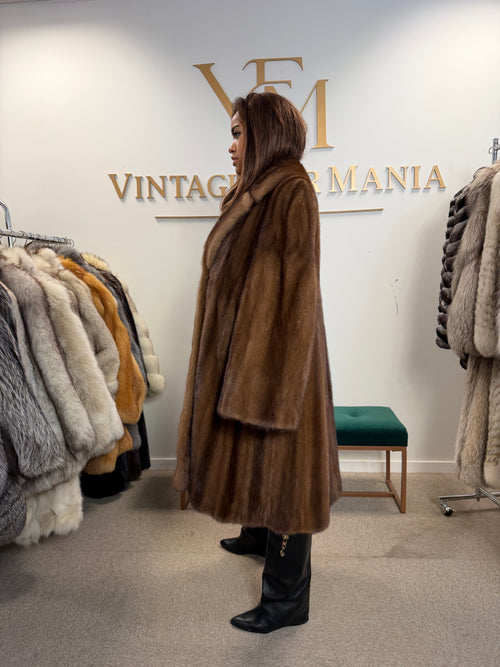 Pastel Brown Mink Fur Coat, Oversized, Fits up to 5XL, Rare