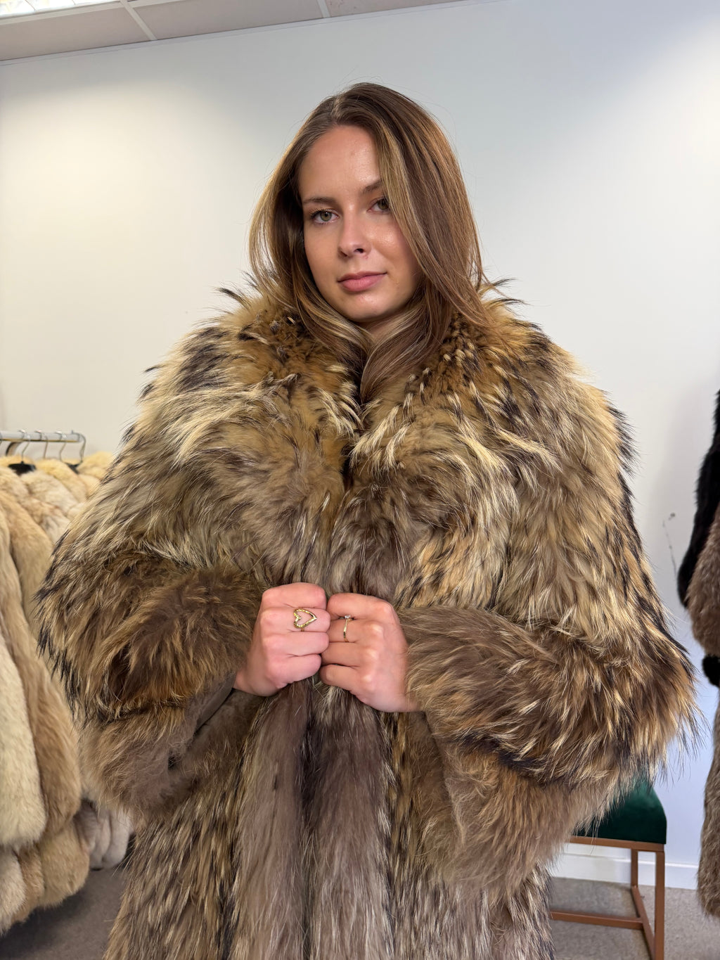 Raccoon Fur Coat, Size M