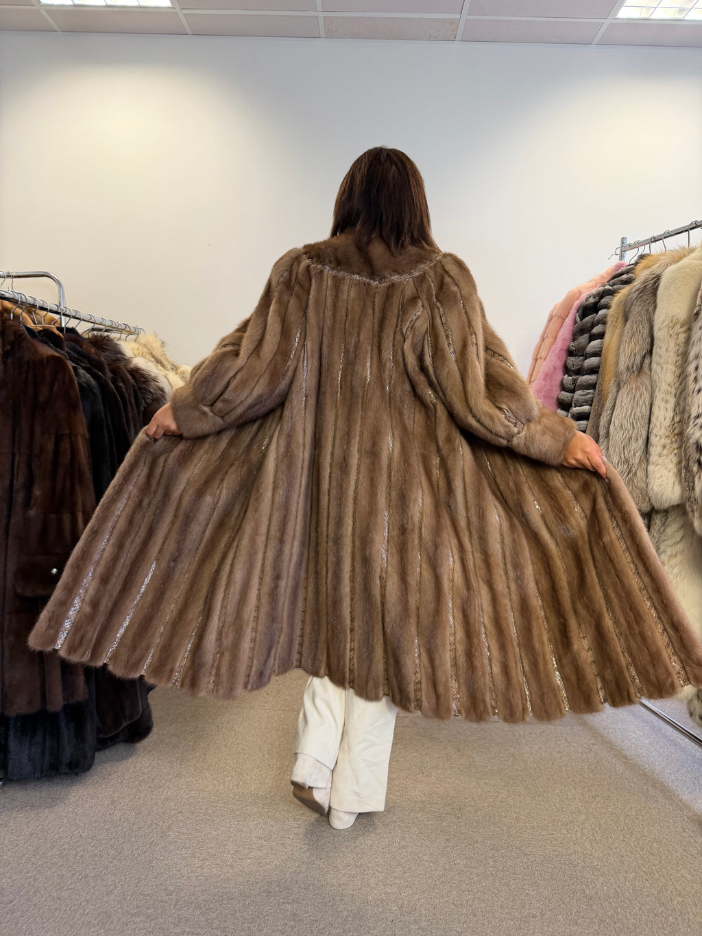 Mink Fur Coat, Pastel Snakeskin Swinger, Large size L