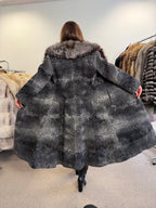 Grey Astrakhan Fur Coat, Silver Fox Collar, Medium, Special Style