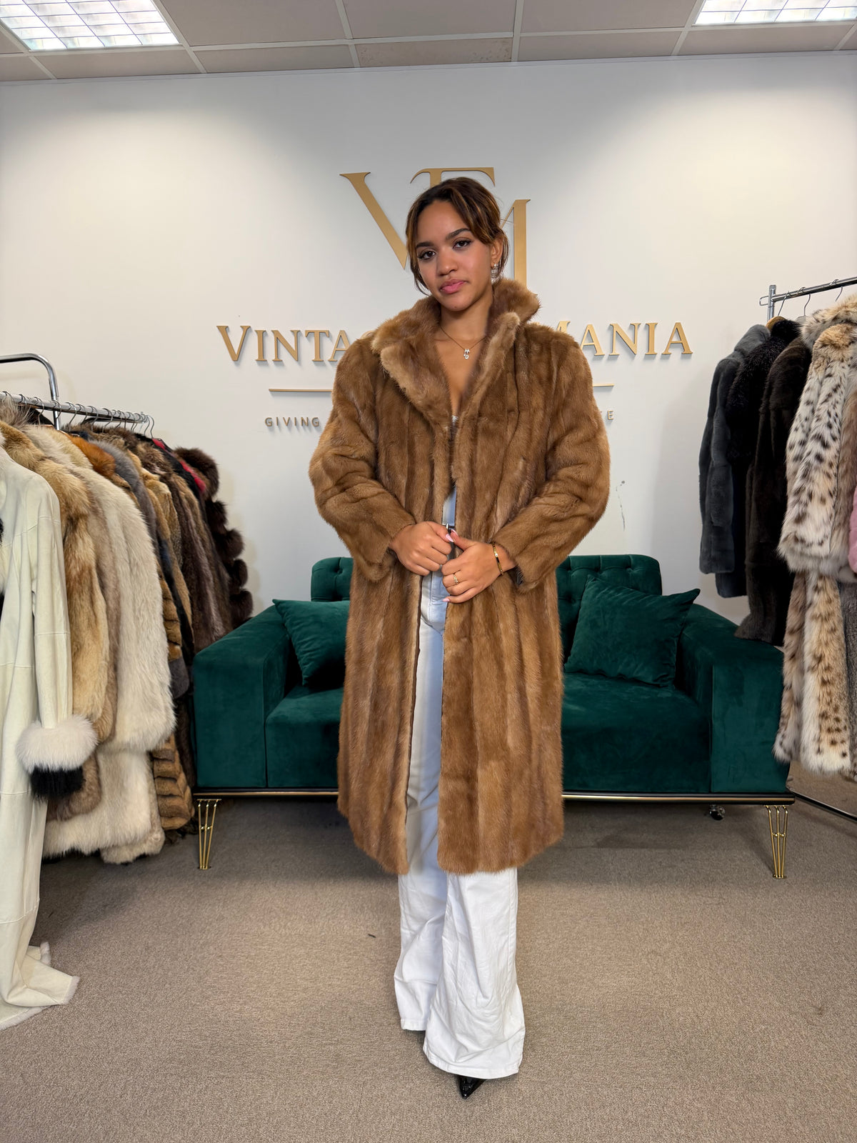 Pastel Mink Fur Coat, Medium