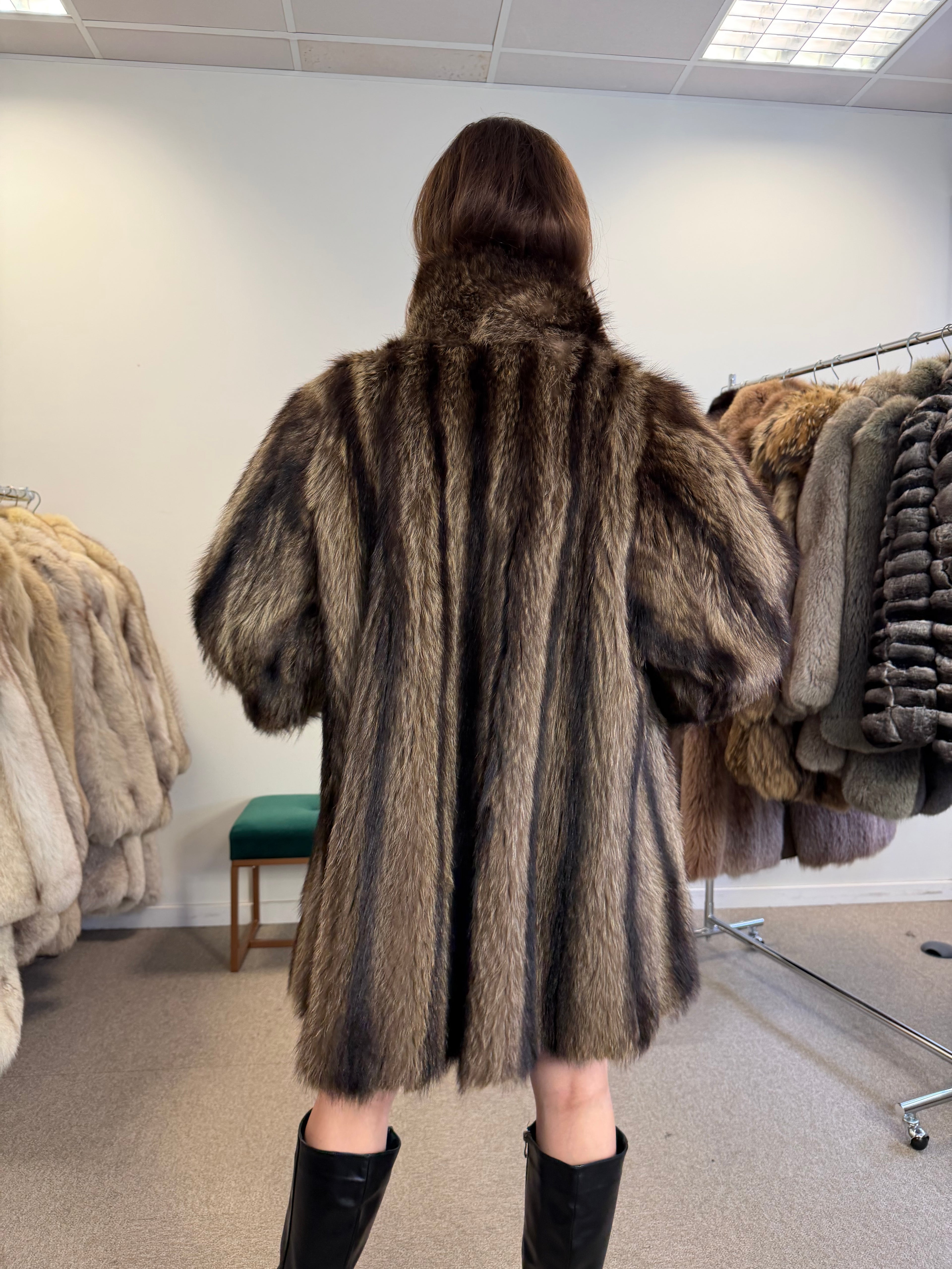 Raccoon Fur Coat, Size L