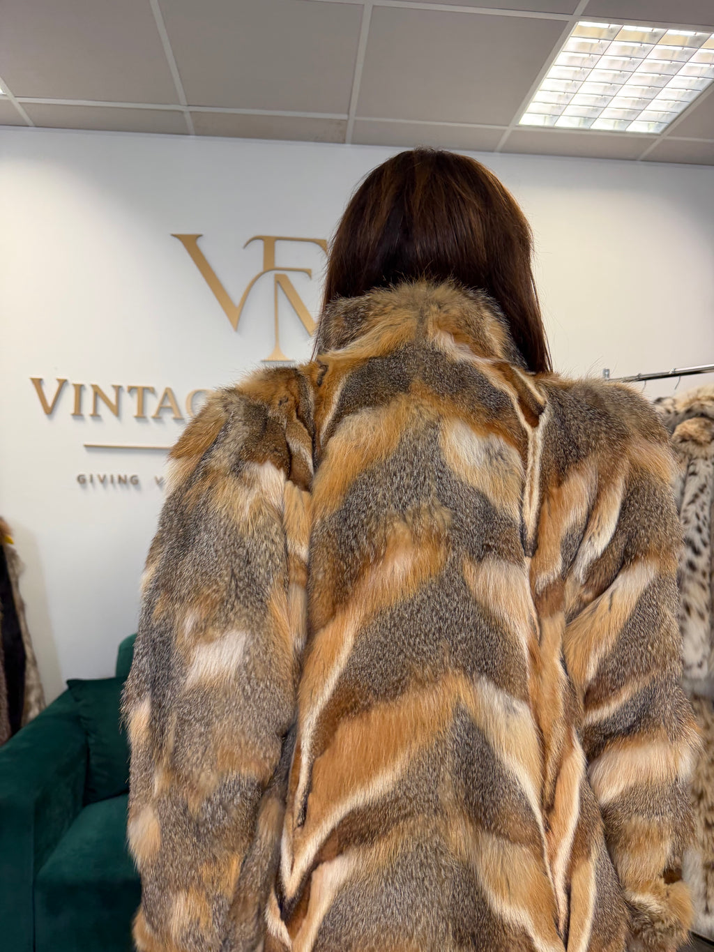 Red Fox Fur Jacket, XL, Pieced
