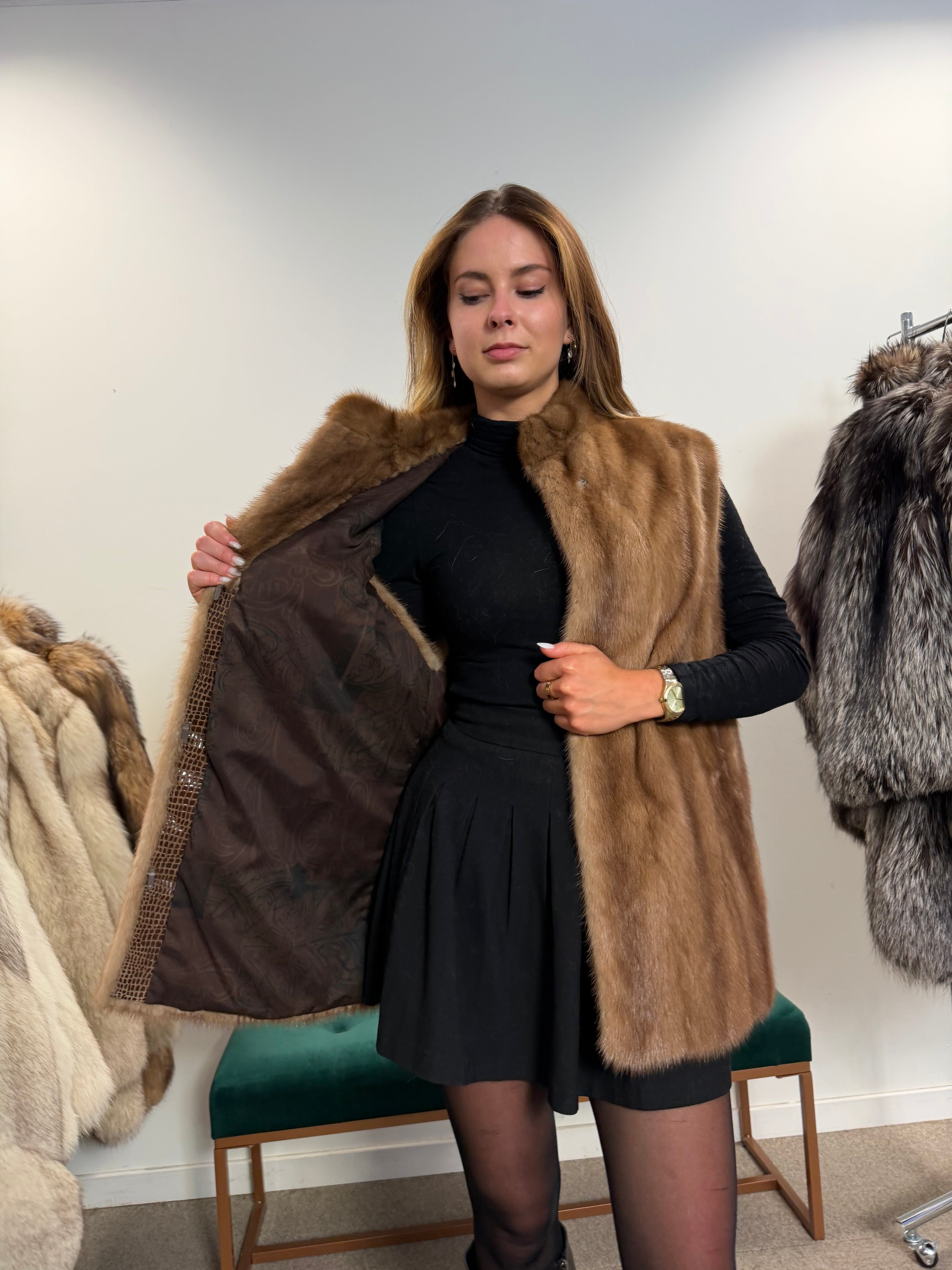 Mink Fur Vest, Pastel, Size M