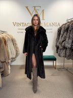 Dark Brown Mink Fur Coat, L/XL, Full Length