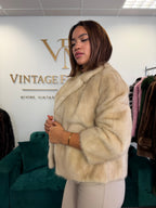 Short White Mink Fur Jacket, Large