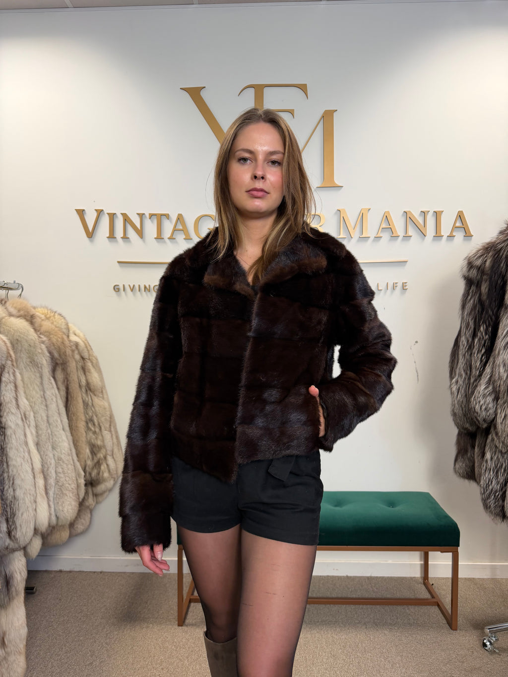 Mink Fur Jacket, Medium, Horizontal Pelt Design